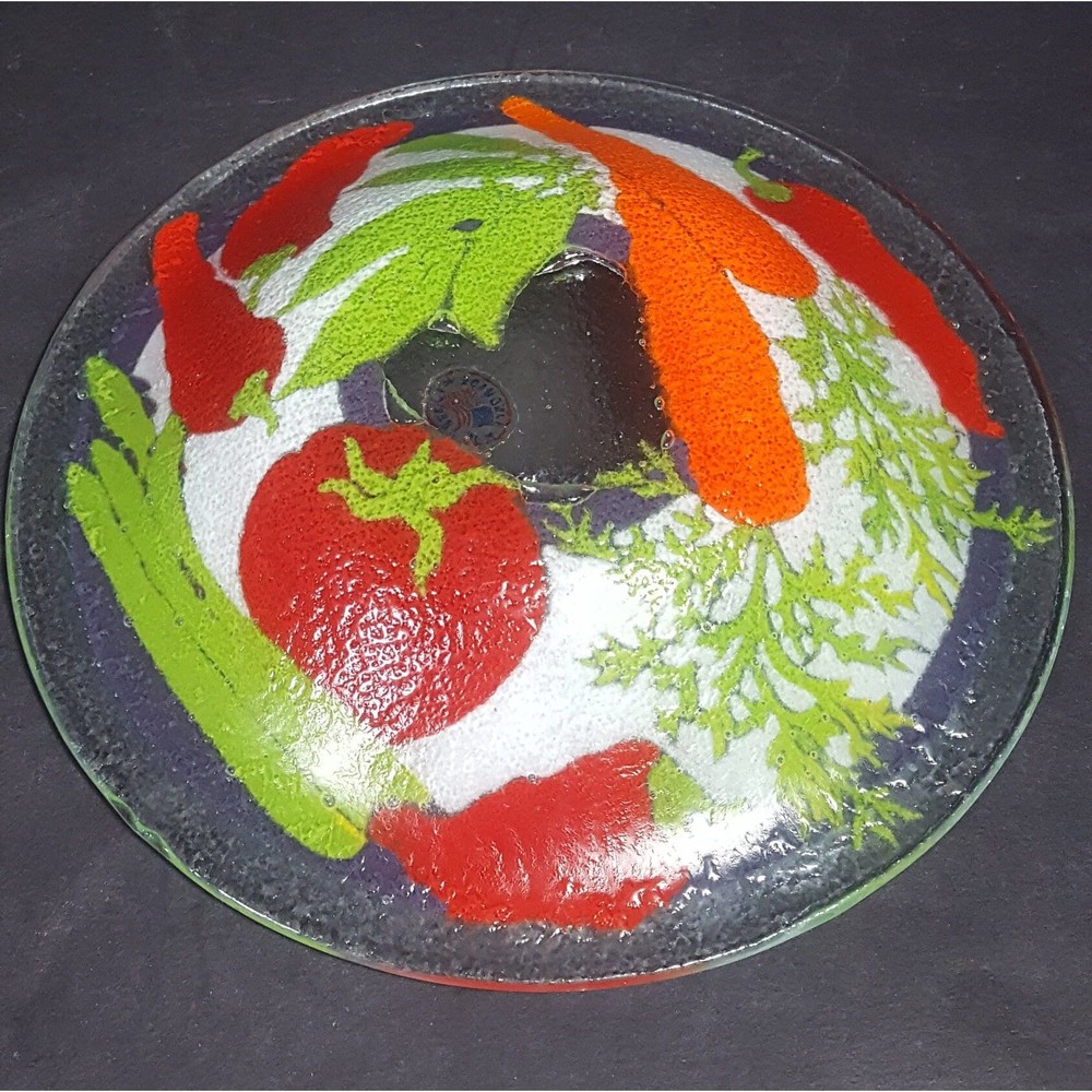 Fused Glass bowl vegetable theme vegetarian gift Peggy Karr fused glass bowl - Picture 10 of 10